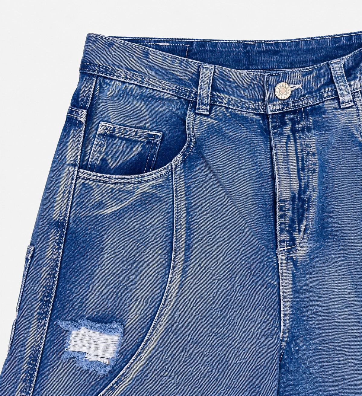 JORTS DENIM BLUE RIPPED